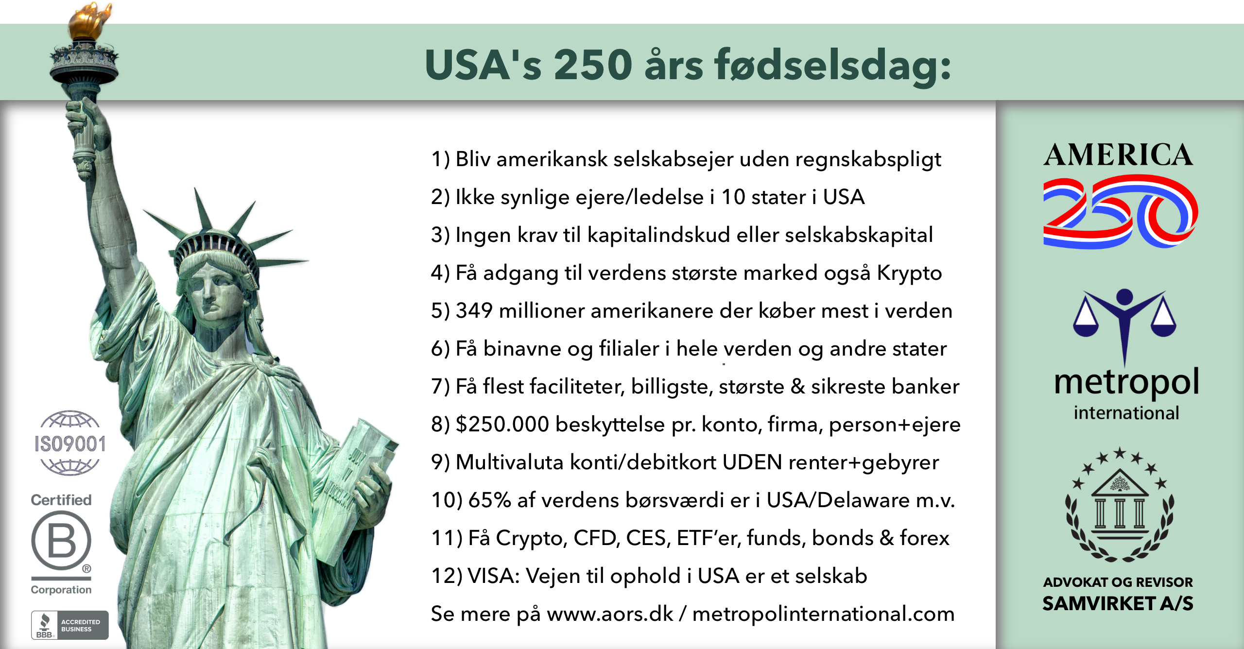 EU-DOM ER KLAR, ALLE SELSKABER KAN FLYTTE TIL ET ANDET LAND 2 DET HANDLER OM USA'S 250 ÅRS FØDSELSDAG OG HVILKE FORDELE MAN KAN FÅ I 10 STATER I USA.